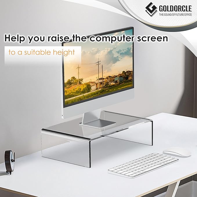 Acrylic Monitor Stand Riser Clear Computer Monitor Stand for Laptop PC Printer Computer Riser Acrylic Tray