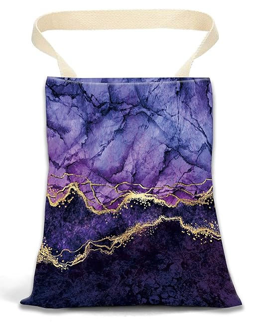 Car Garbage Can, Car Trash Bag, Car Garbage Bag, Hanging Car Trash Can for Car Accessories, Vehicle, Travelling, Camping, Cute Car Back Seat Organizer, Luxury Purple Marble