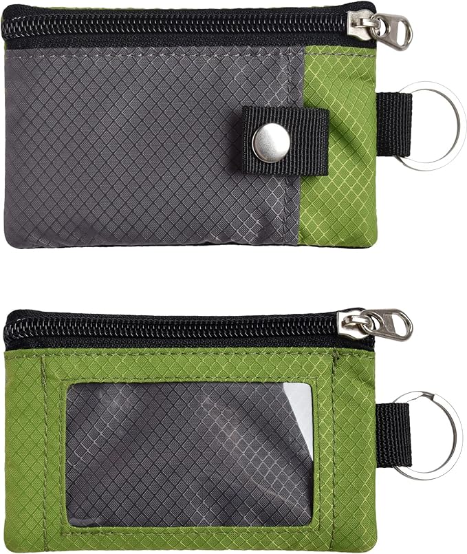 CHENSPRX Minimalist RFID Blocking Small Wallet with ID Window,WaterResistant Zip Id Case Wallet with Lanyard Keychain for Cards,Cash,Travel,Women,Men