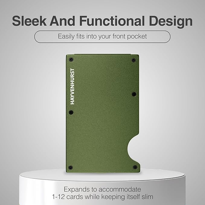 Hayvenhurst Wallet for Men - Slim RFID Blocking Metal Wallet with Money Clip, Minimalist Front Pocket Credit Card Holder, Small Mens Wallet | Reinvented Design, Slim, Minimalistic, Seamless, Blocks RFID Scanners, with a Money Clip