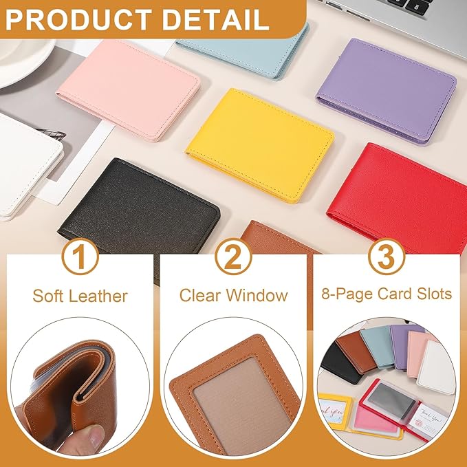 uxcell Leather Credit Card Holder, 10 Slots Blank Driver's License Holder for Women and Men, Multi-Functional Card Organizer for Documents, ID Cards, License(Brown)