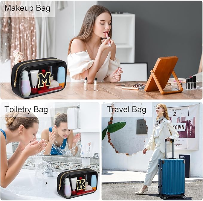 YOOLIFE Birthday Gifts for 3 4 5 6 7 8 9 10 11 12 13 Year Old Girls Travel Makeup Bag Pouch Toiletry Bag for Girls Kids Clear Makeup Bag Cosmetic Bag Birthday Gifts for Girls Kids Preppy Stuff Black K