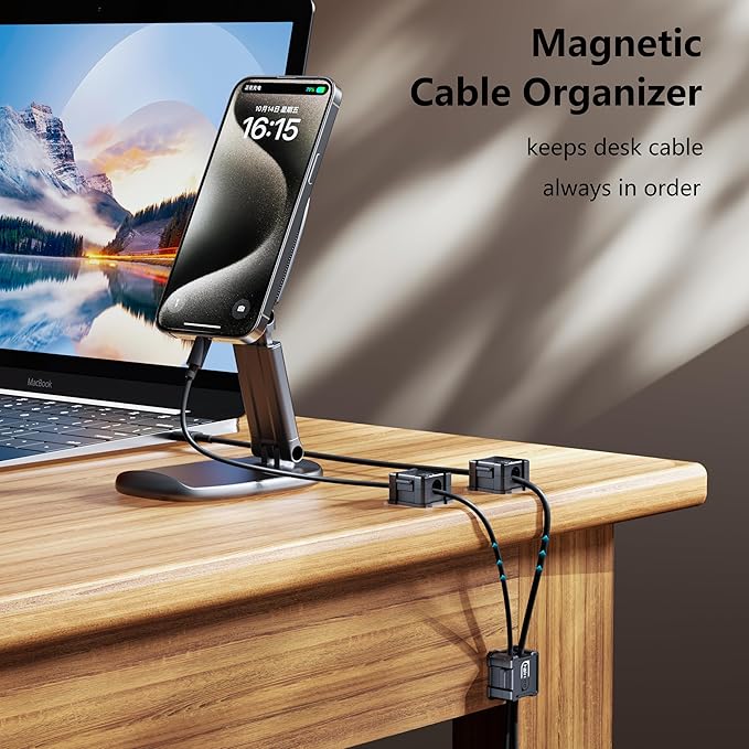 6 Pack Magnetic Cable Clips [Cable Smooth Adjustable] Cord Holder,Under Desk Cable Management,Kailfee Adhesive Wire Holder Keeper Organizer for Home | Office | Car | Desk | Nightstand | Strong Magnet