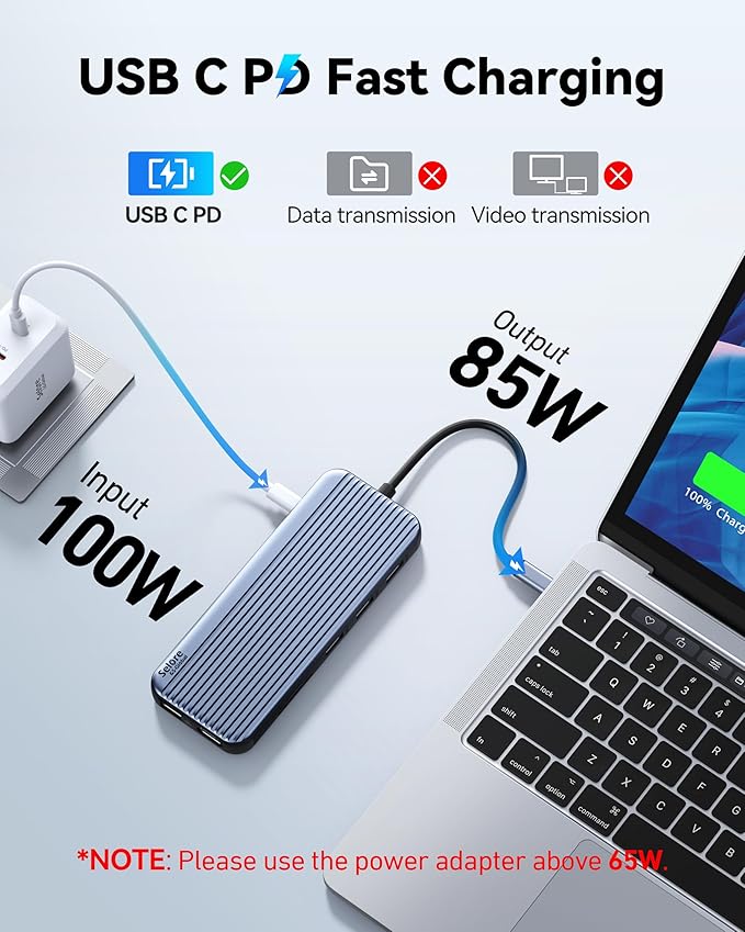 USB C Docking Station 3 HDMI, Selore 12 in 1 Laptop Docking Station 3 Monitors with Triple HDMI,10Gbps USB A/C 3.1,USB 2.0,100W PD Charging, Gigabit Ethernet, Audio Mic,SD/Micro SD Card Slot