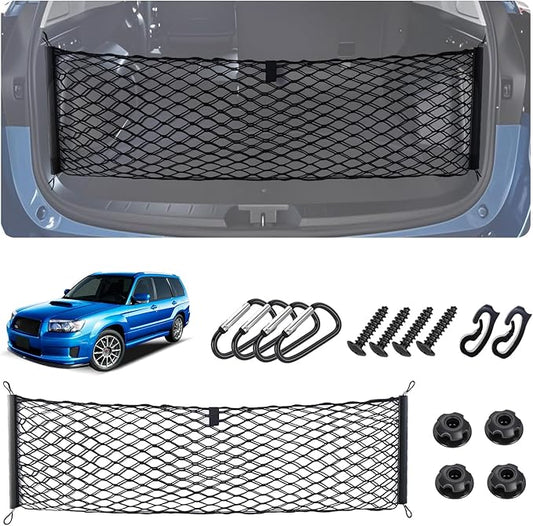 Envelope Style Cargo Net for 2019-2024 Subaru Forester Accessories, Rear Trunk SUV Mesh Cargo Net, Upgraded 5mm Bungee & Double-Layer Nylon Storage Tailgate Netting Grocery&Tools Holder Organizer