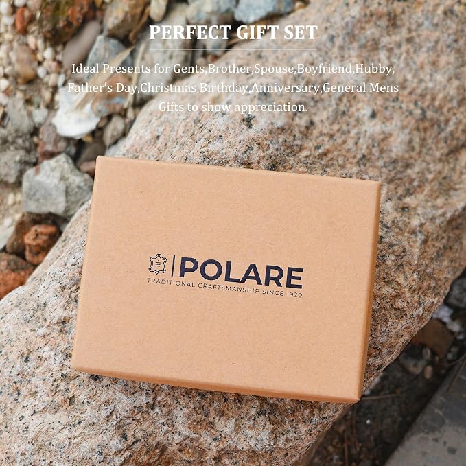 Polare Functional RFID Blocking Leather Passport Holder Travel Bifold Wallet For Men