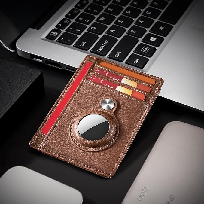 Hawanik Slim Minimalist Front Pocket Air Tag Wallet, RFID Blocking Card Holder Wallet with Airtag Holder