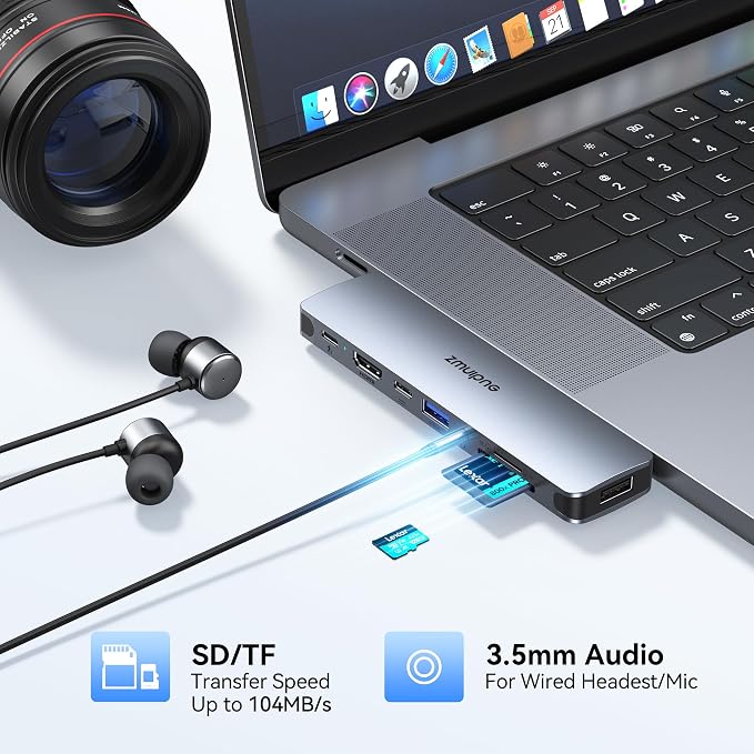 USB C Hub Adapter for MacBook Pro Air 2022 2021 2020 2019 Docking Station for MacBook M1 M2 USB C to HDMI Mac Accessories Multiport Dongle with 4K HDMI USB 3.0 SD TF Thunderbolt 3 USB-C Port Type C | USB C to HDMI MacBook Accessories Multiport Dongle w...