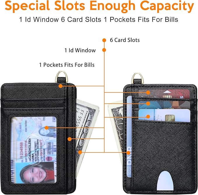 Badiya Credit Card Holder Slim Minimalist Wallet, Front Pocket Purse RFID Blocking Wallet Compact Card Case with ID Window for Women & Men