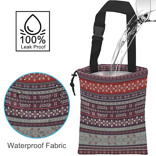 Car Trash Bag Boho Carnival Car Garbage Bag Hanging Car Trash Can for Back Seat with Drawstring