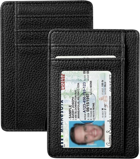 FINTIE Slim Minimalist Front Pocket Wallet, RFID Blocking Credit Card Holder Card Cases with ID Window for Men Women (Black)