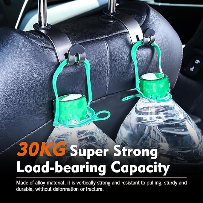 2PCS Car Headrest Hooks, High Load Capacity Heavy-Duty Metal Car Seat Hooks, Hidden Design Headrest Hanger for Handbag Bag Hardhat, Universal for Most Vehicles