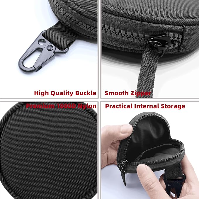 Tactical EDC Pouch for Men - 1000D Nylon Round Small Utility, Triangle Buckle Belt, Water-Repellent EDC Organizer, Coin Pouch for Keys & Earbuds