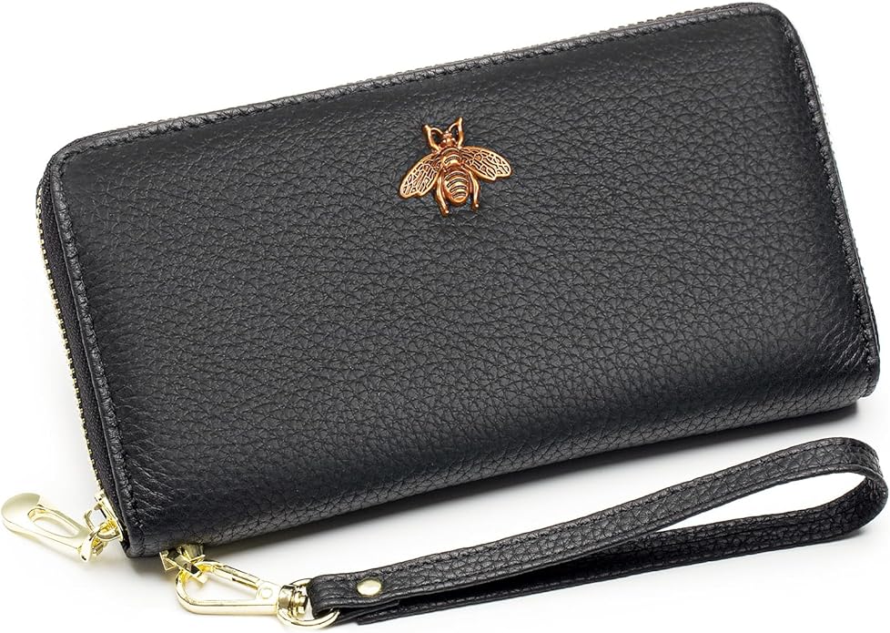 imeetu Leather Wristlet Purse for Women with Credit Card Holder, Zip Coin Pocket & Wrist Strap