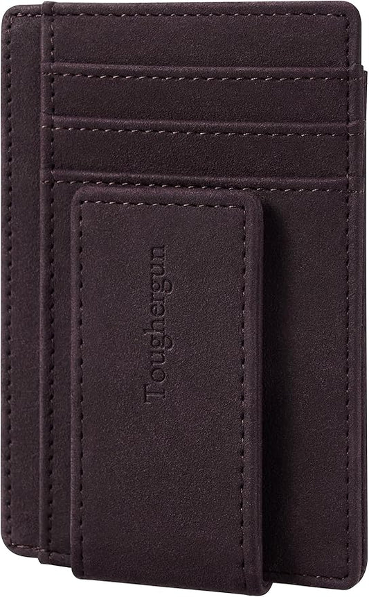 Toughergun Slim Wallet for Men RFID Blocking Money Clip, Minimalist Front Pocket Credit Card Holder, Magnetic Thin Mens Wallets with ID Window