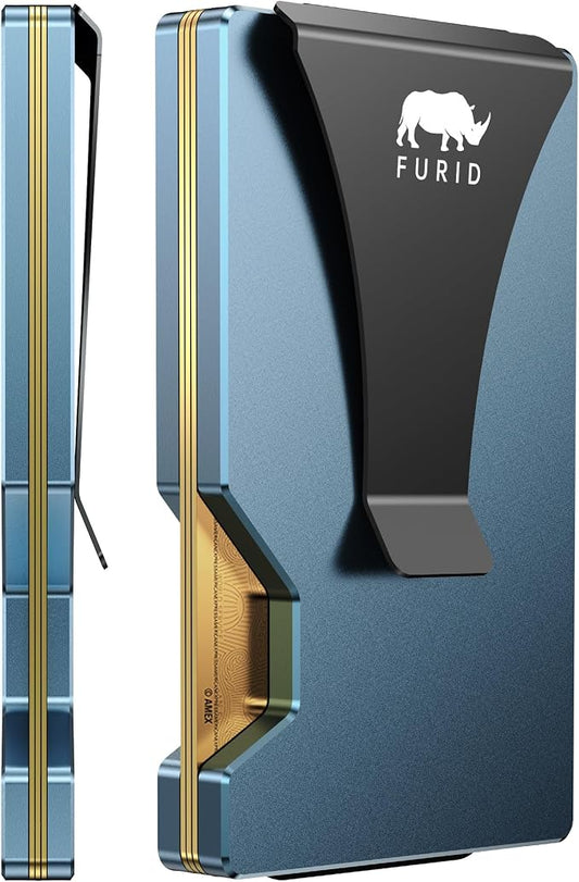 furid Minimalist Card Wallet for Men Slim: Rfid Metal Wallet with Money Clip Credit Card Holder - Gift for Man Husband at Brithday Stocking Stuffers