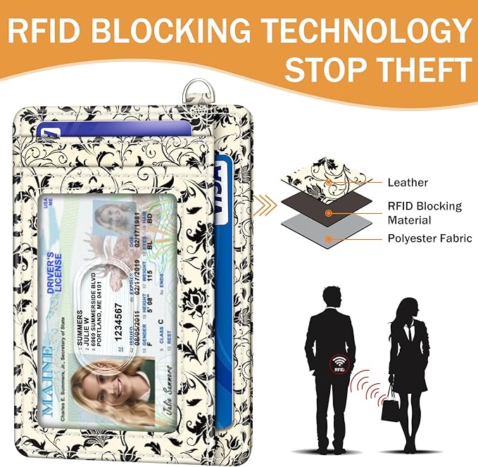 Yonlevres Card Holder Small Wallet Women, Black Cat Flowers RFID Blocking Slim Cute Credit Card Wallet, Front Pocket Travel Thin ID Window PU Leather Mini Organizer Case Purse Gifts Woman Girls Ladies
