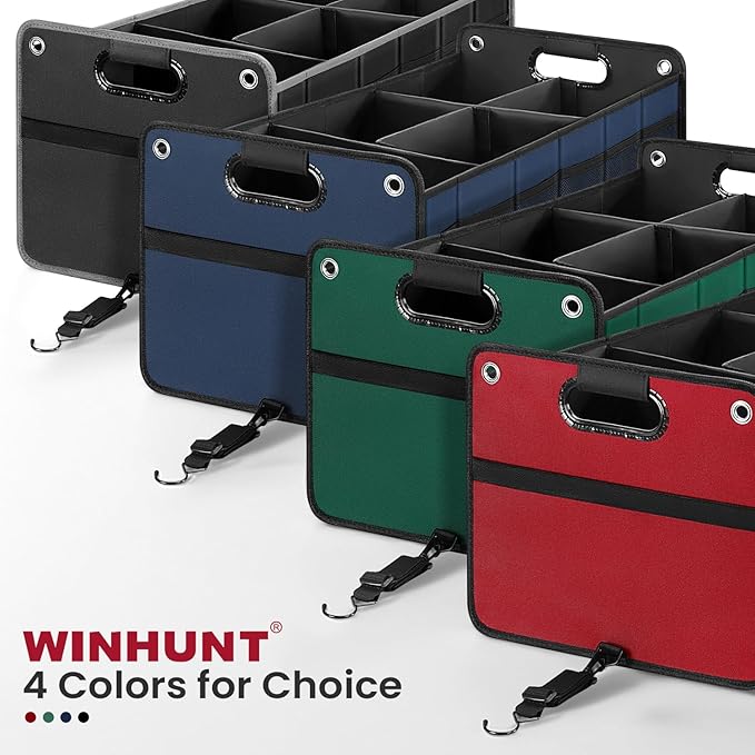 winhunt Car Trunk Organizer, Car Storage Organizer, Collapsible Multi Compartment for Car, Suv, Sedan, Truck, 100L, Extra Larger (Red, 100L)