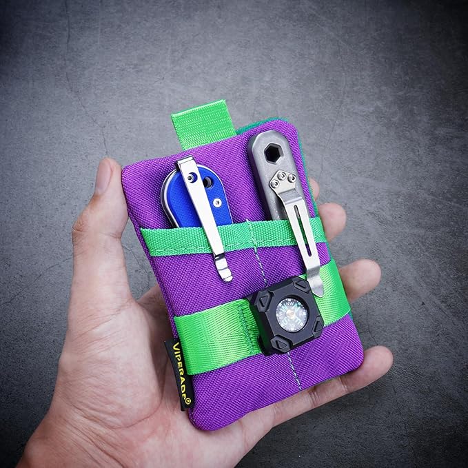 VIPERADE VE15 Small EDC Pouch, Pocket Organizer, EDC Pocket Pouch with DIY Patches Area, EDC Pocket Organizer Wallet for Cards, Small Tool Pouch for EDC Gears