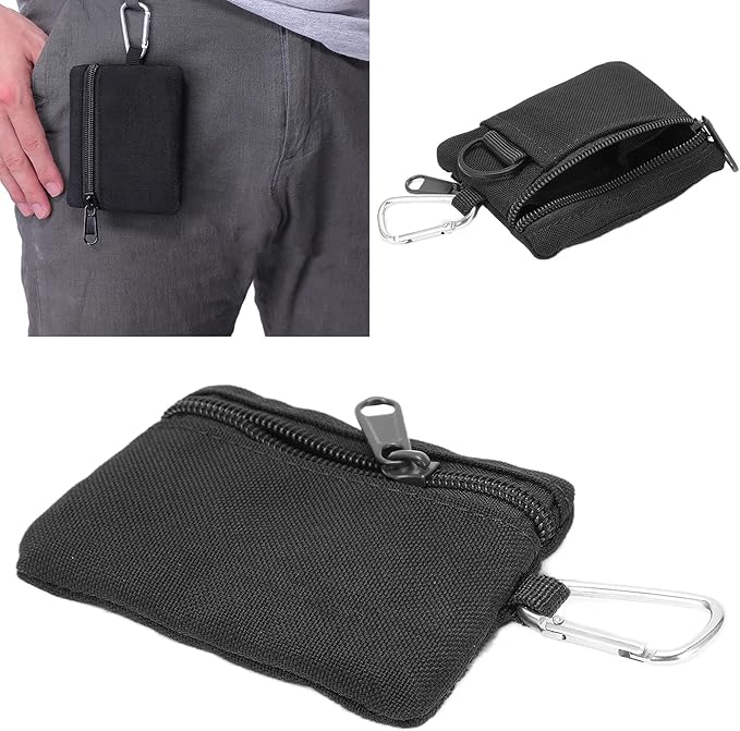 Mini Size EDC Utility Pouch Bags, Molle Pouch with Carabiner, EDC Pocket Organizer, Mini Molle Pouch Wallet for Biking Camping