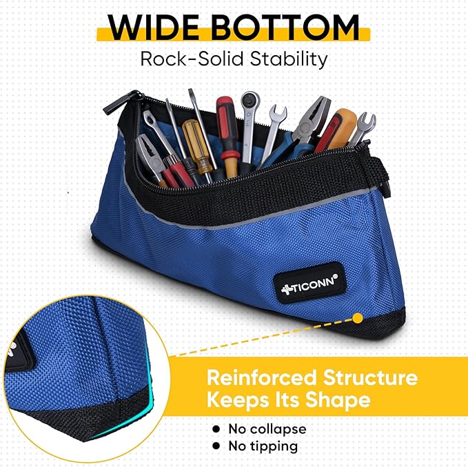 TICONN Tool Pouches with Zipper, 1680D Oxford Small Tool Bags, Waterproof Utility Bag Zipper Pouch for Tool Organizers and Storage (9 Pack Combo)