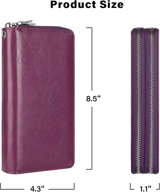 Lavemi Small Compact Women Wallet RFID Blocking Genuine Leather Bifold Purse with ID Windows