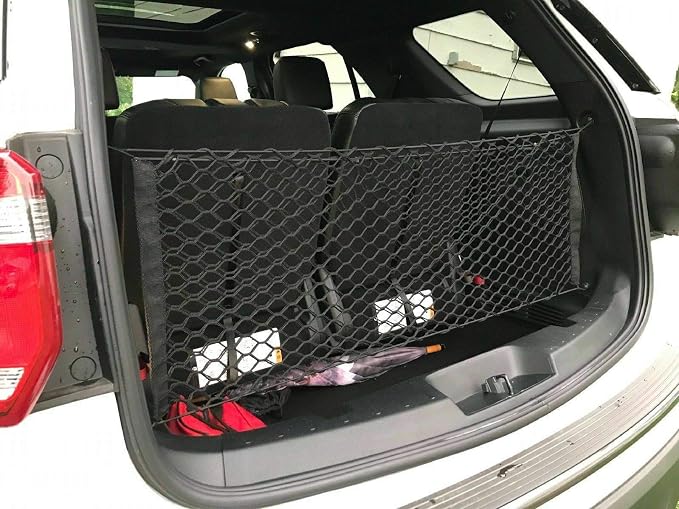 Rear Trunk Organizer Cargo Net for Ford Explorer 2011-2019 – Envelope Style Cargo Net for SUV - Premium Mesh Car Trunk Organizer Vehicle Carrier Storage - Compatible with Explorer