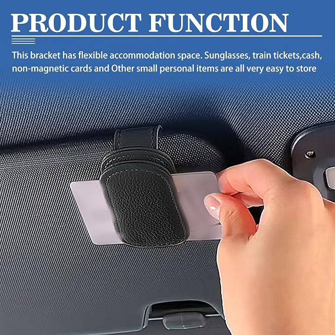 Car Glasses Holders Sun Visor Magnetic Leather Sunglass Holder for Car Suitable for Glasses Car Visor Accessories Universal for Most Car Sun Visor, Black