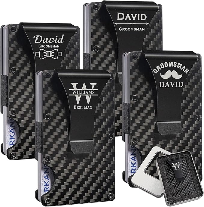 Kullder Groomsmen Wallet - Personalized Money Clip Wallet for Men - Engraved Metal Wallets with Box - Wedding Gifts