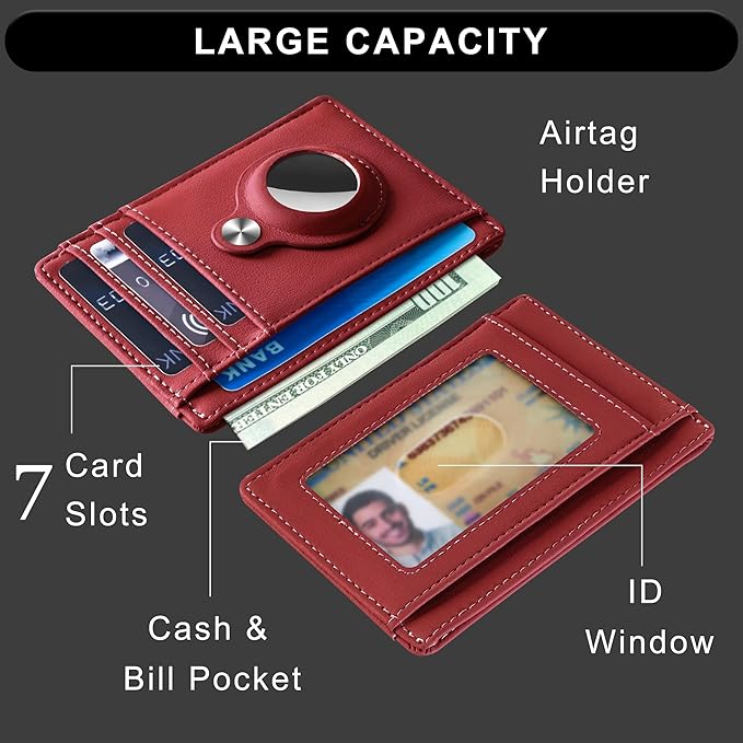 Hawanik Slim Minimalist Front Pocket Air Tag Wallet, RFID Blocking Card Holder Wallet with Airtag Holder