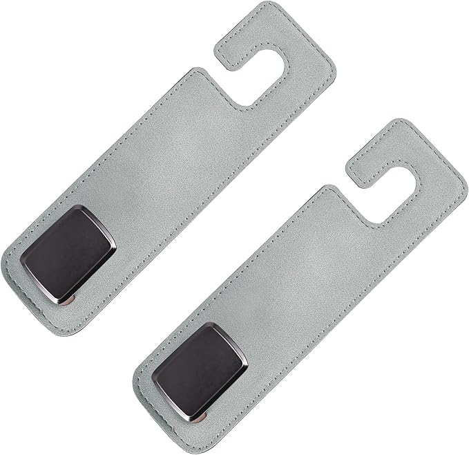 Car Seat Back Hook Metal with Suede Universal Vehicle Headrest Hangers Interior Storage Organizer for Purse Handbag Coat Grocery Bags 2 Pack Light Gray
