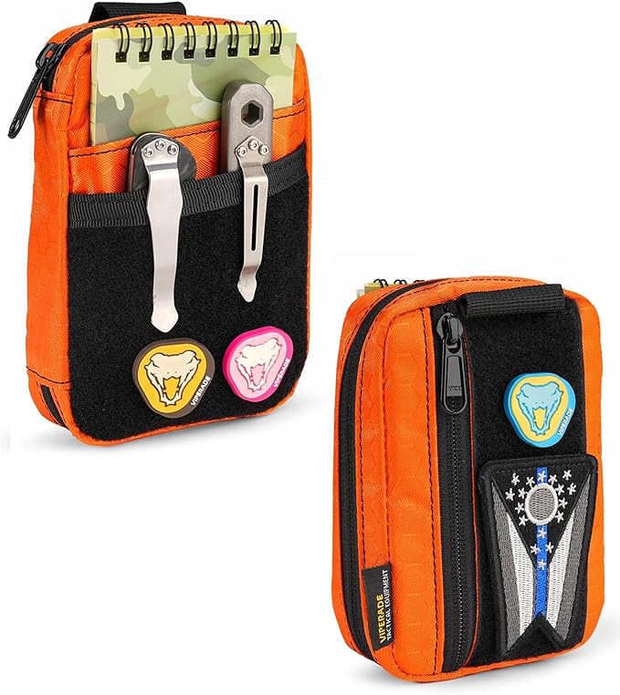 VIPERADE VE26 EDC Pouch Organizer with 11 Compartments, Small Tool Pouch with DIY Patches Area, EDC Pocket Organizer for Mutitools