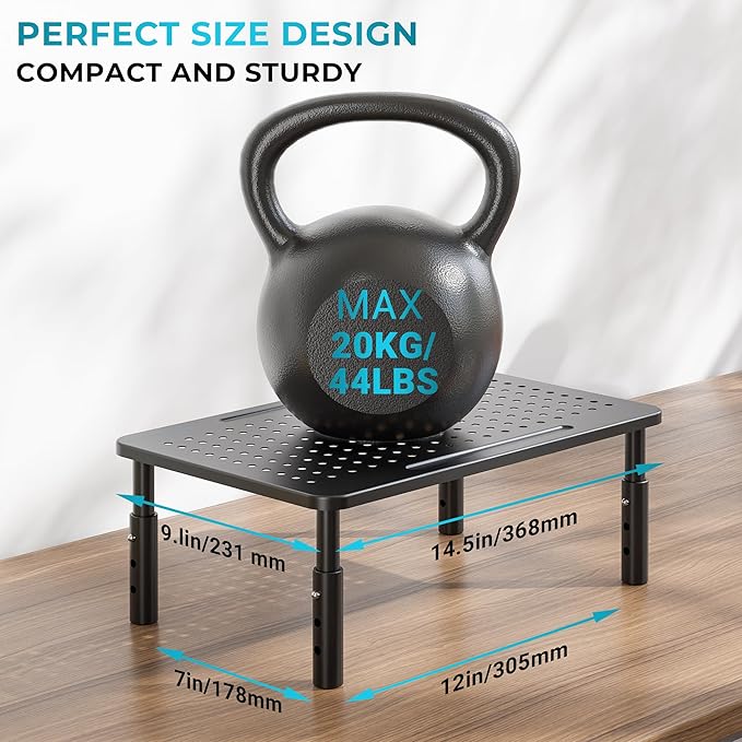 BONTEC Monitor Stand 2 Pack Height Adjustable Metal Riser with Pen Holder, Black, 14.5??x 9.1?? Ergonomic Desktop Stand for Computer, Printer, Laptop, Adjustable Desk Riser with Cable Management