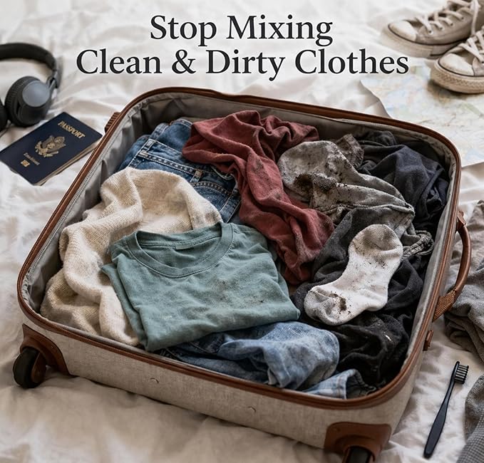 Travel Laundry Bag – Wear Me Wash Me 2-Sided Organizer for Clean & Dirty Clothes, Lightweight Packing Pouch for Suitcase