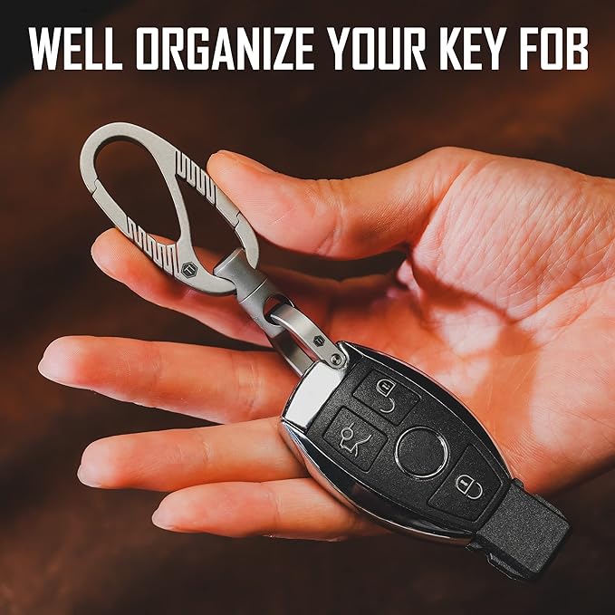 KeyUnity Titanium Carabiner Keychain Clip, Dual-Gate Quick Release EDC Key Ring Holder Organizer for Men and Women