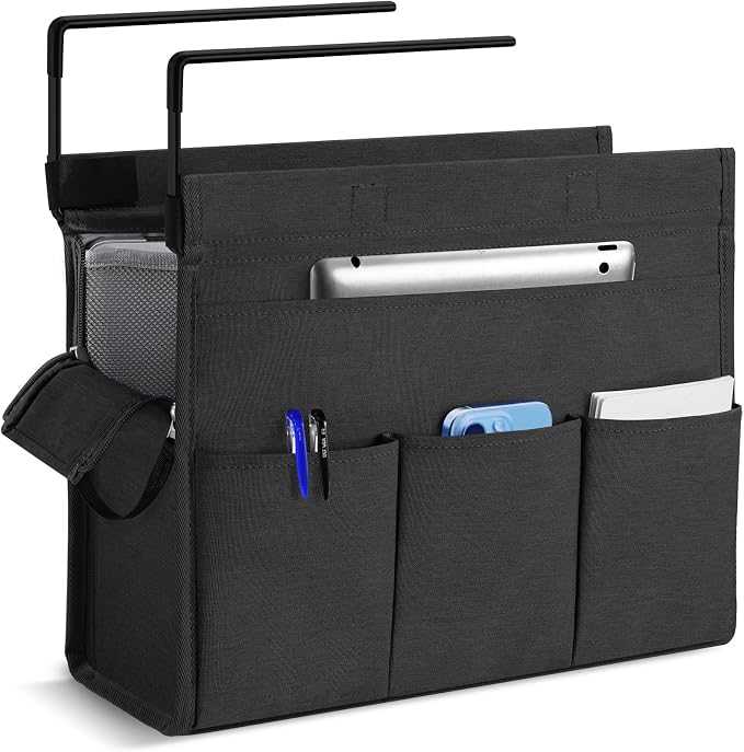 MASTLU Under Desk Hanging Storage Bag, Desk Organizer Storage, Office Side Storage Bag, Compatible with A4 Files, Detachable Handle Design, No Assembly Required, For Office Home School (Black)