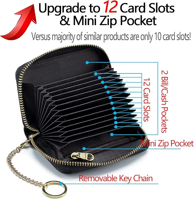 imeetu Rfid Credit Card Holder,Genuine Leather Businese Card Case,Rfid Blocking Wallet for Women & Men