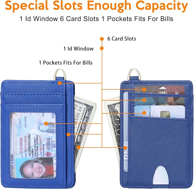 Badiya Credit Card Holder Slim Minimalist Wallet, Front Pocket Purse RFID Blocking Wallet Compact Card Case with ID Window for Women & Men