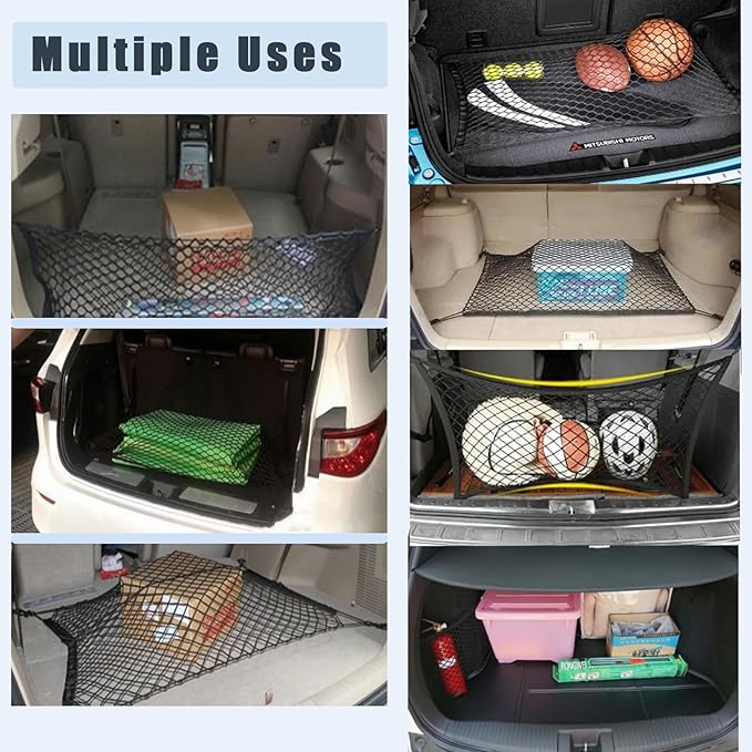 Truck Bed Cargo Net Nylon Universal Heavy Duty Truck Storage Mesh Pouch Pickup Cargo Organizer Trunk Mesh Cargo Net (51x18 Inch)