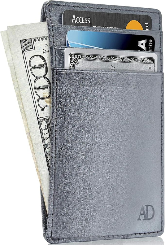 Access Denied Slim Minimalist Wallets For Men & Women - Leather Front Pocket Thin Mens Wallet RFID Credit Card Holder Gifts For Men