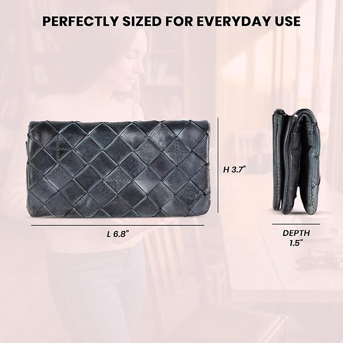 Genuine Leather Wallets for Women, Small Wallet for Ladies Zipper Coin Purse Credit Card Holder with Strap (VL-167-GREY)