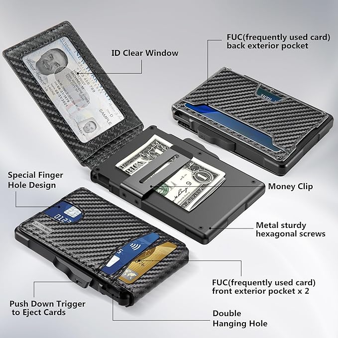 umoven Wallet for Men - with Money Clip Slim Leather Slots Credit Card Holder RFID Blocking Bifold Minimalist Wallet