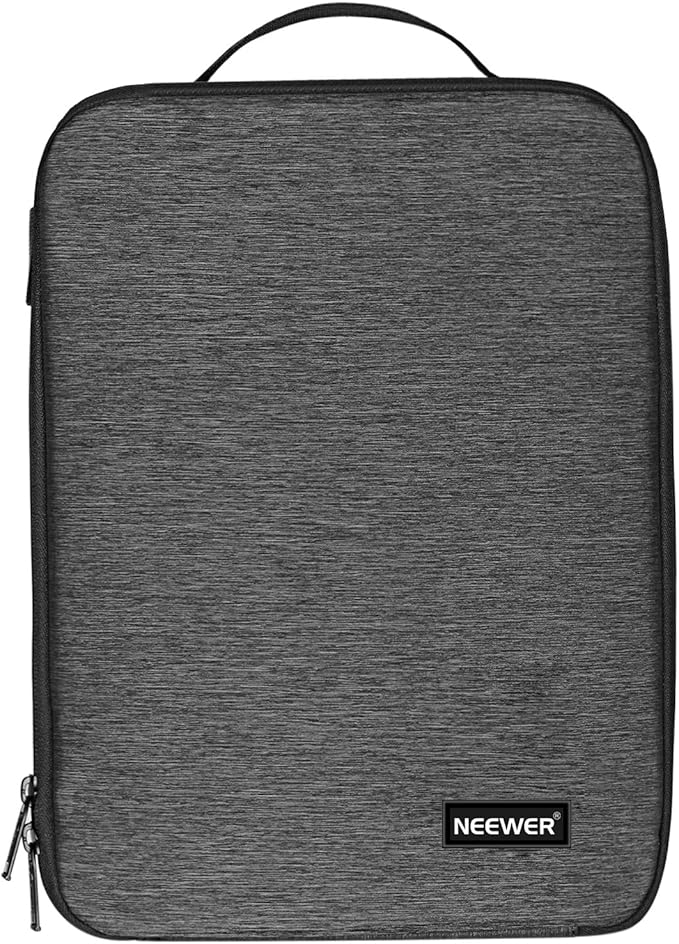 Neewer NW140S Waterproof Camera and Lens Storage Carrying Case 8.7x5.9x12.6 inches Soft Padded Bag for Canon Nikon Sony DSLR, 4 Lens or Flash, Trigger, Battery Accessories(Grey)