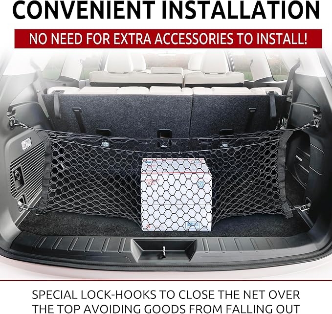 Envelope + Floor Style Elastic Trunk Mesh Cargo Net for Subaru Ascent 2019-2025 - Premium Trunk Organizers and Storage - Luggage Net for SUV - Best Car Organizer for Subaru Ascent