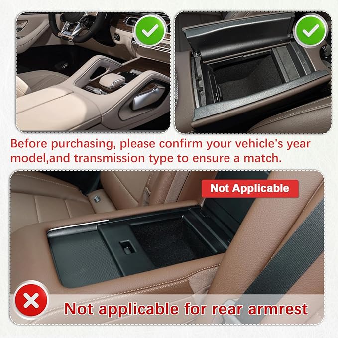 HGWEI Center Console Organizer Compatible with 2020-2026 Mercedes Benz GLE 350 450 580 AMG 53 63S Accessories, GLS 450 580 AMG 63 Armrest Storage Box Insert Tray (Not Fit with Cool Box)