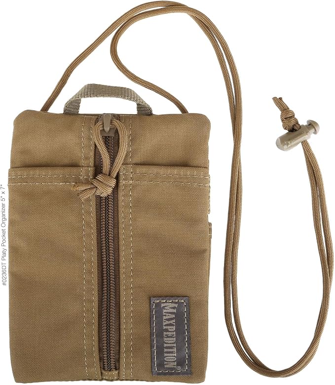 MAXPEDITION Platy Pocket Organizer, Durable EDC Tool Pouch for Men, Neck Wallet with Paracord Lanyard, Holds Flashlight, Multitool, Pen, Notebook