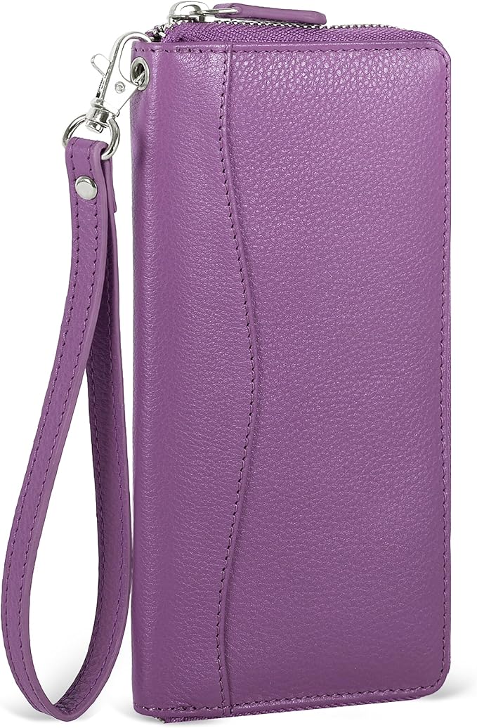 Oak Leathers Purple Leather Wallet for Women - RFID Womens Wallet Clutch with 8 Credit Card Holder, Coin Pocket, Gift for Women’s