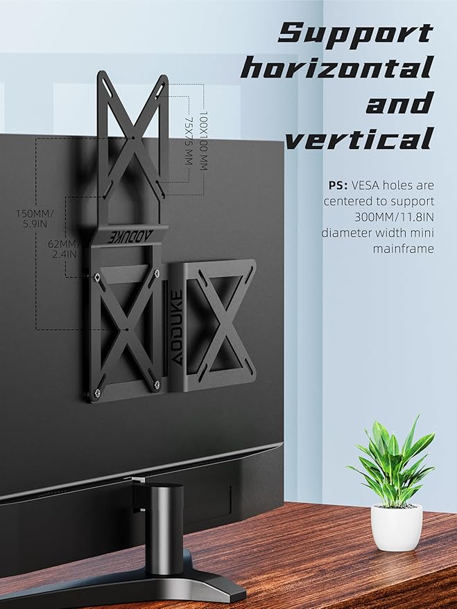 Dual VESA Panel Mini PC Expansion Board Monitor Bracket, Suitable for 75x75/100x100 mm Hole Pitch Bracket and Arm Extended, Compatible with NUC Mini PC Computer Thin Client Stand-A-MAXB