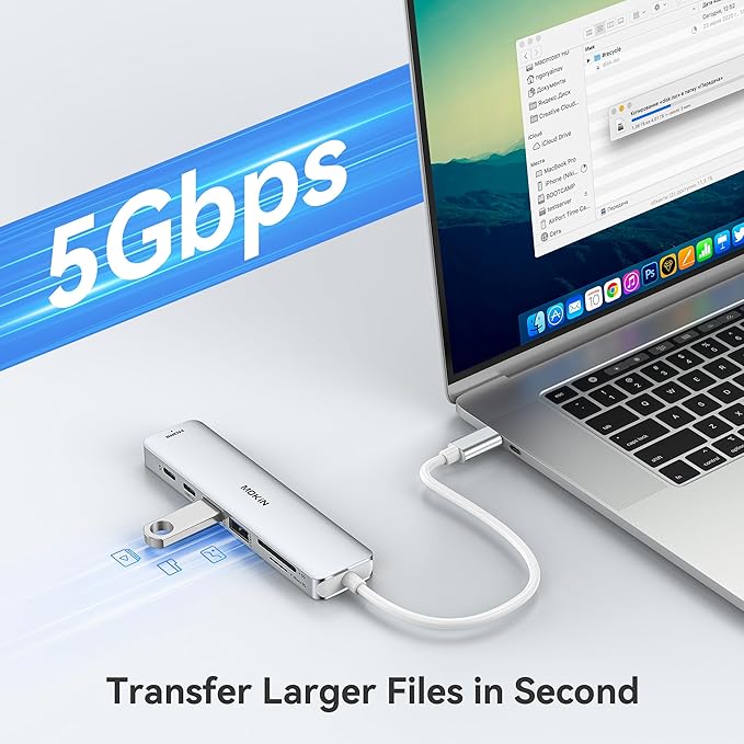 MOKiN 7 in 1 USB C Dongle with HDMI, microSD/SD Card Reader, Data Port, 100W PD, 2 USB 3.0 for MacBook Pro/Air, Dell XPS, Lenovo Thinkpad