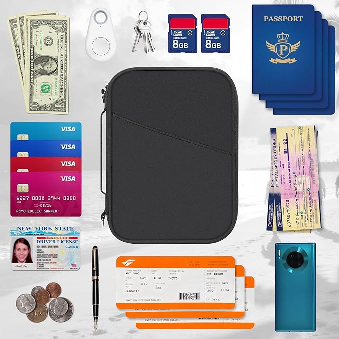 EcoVision Family Passport Holder for Travel with RFID Blocking, Traveling Essentials Organizer Pouch Bag, Light Passport Wallet for Travel Must Haves Accessories for Women Men